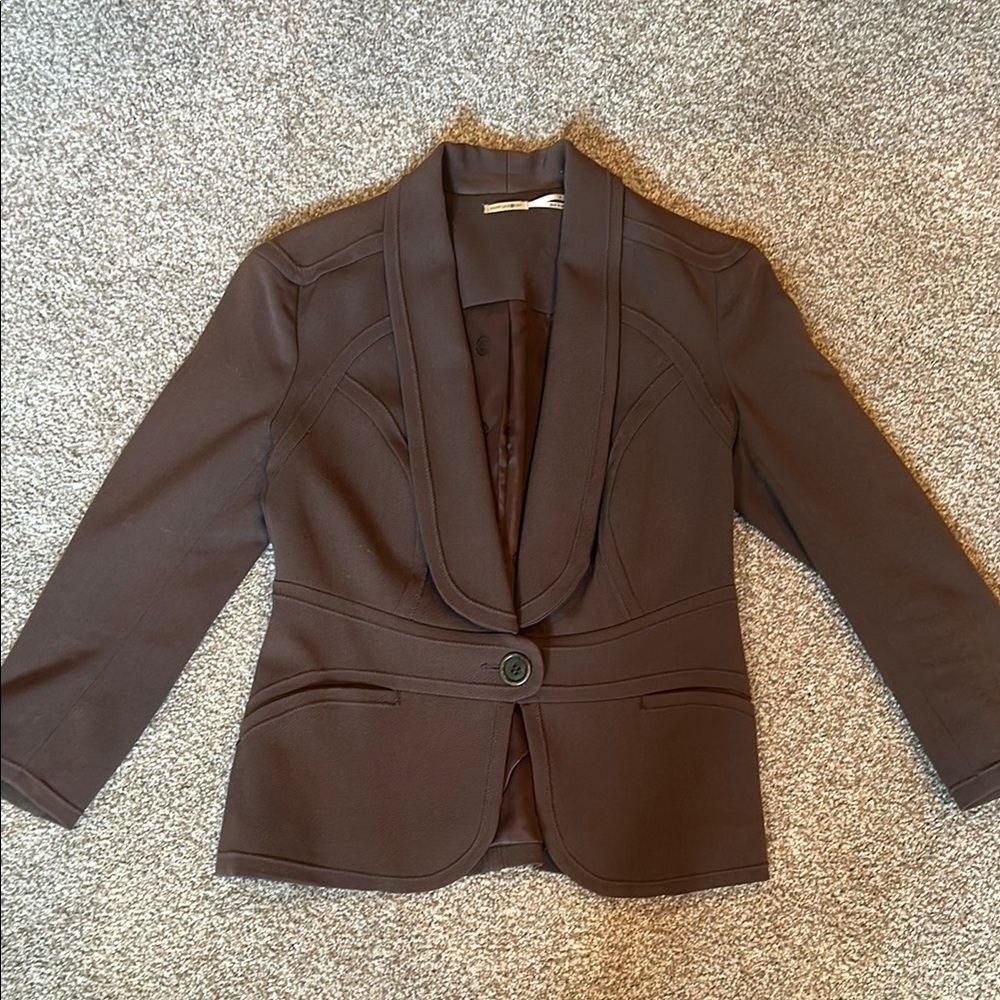 Max Studio Brown Women's Blazer with 3/4 Sleeves Size 2